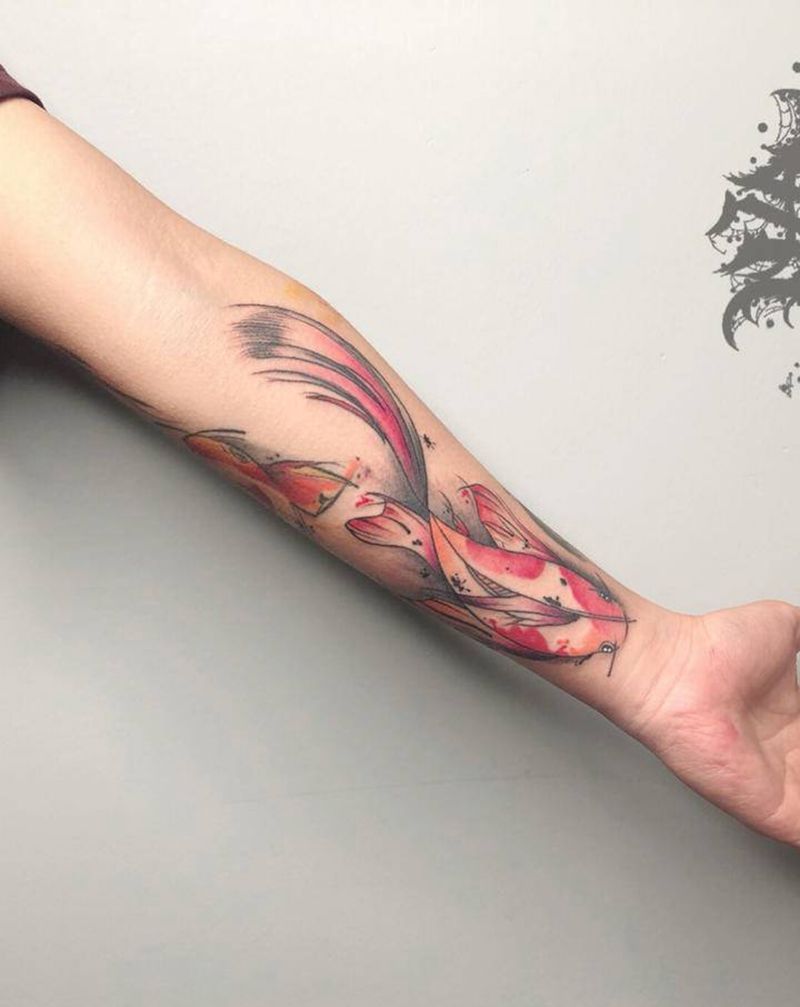 鱼纹身图片_手臂纹身图案