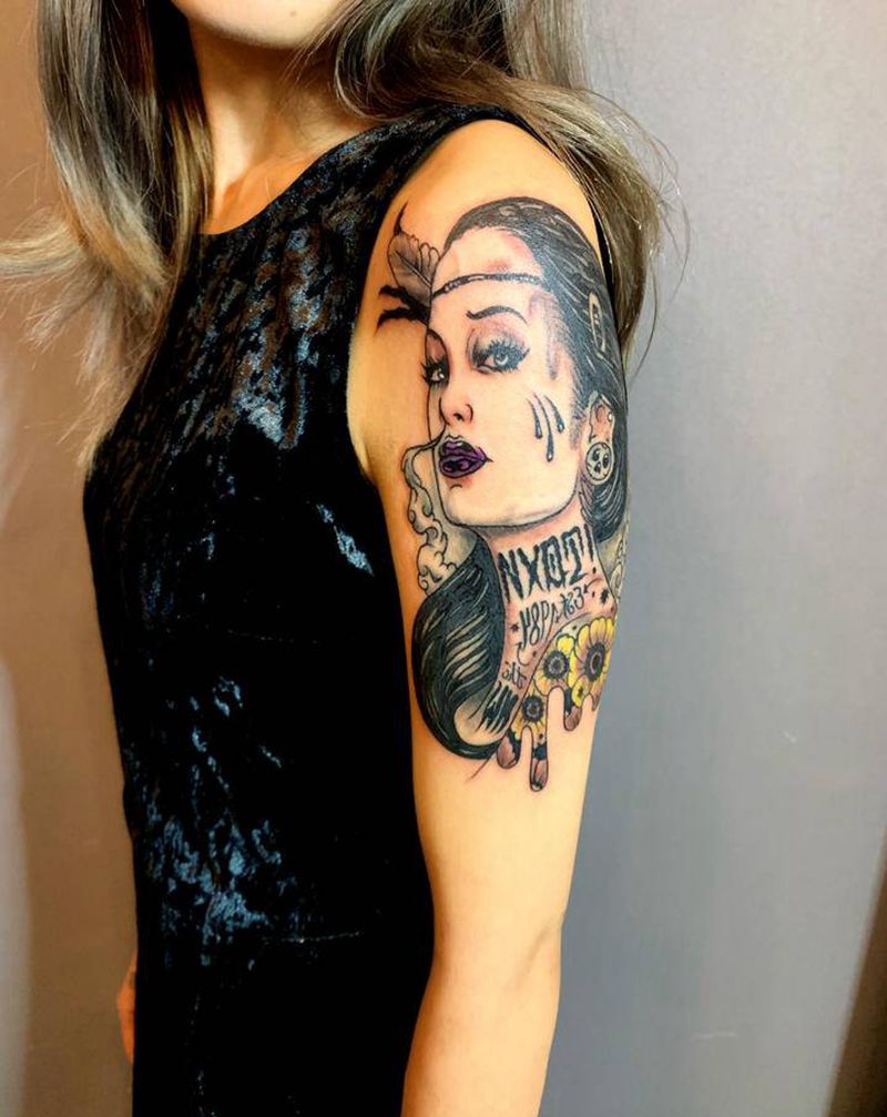 给你个眼神纹身图片_手部Old SchoolNew School纹身图案