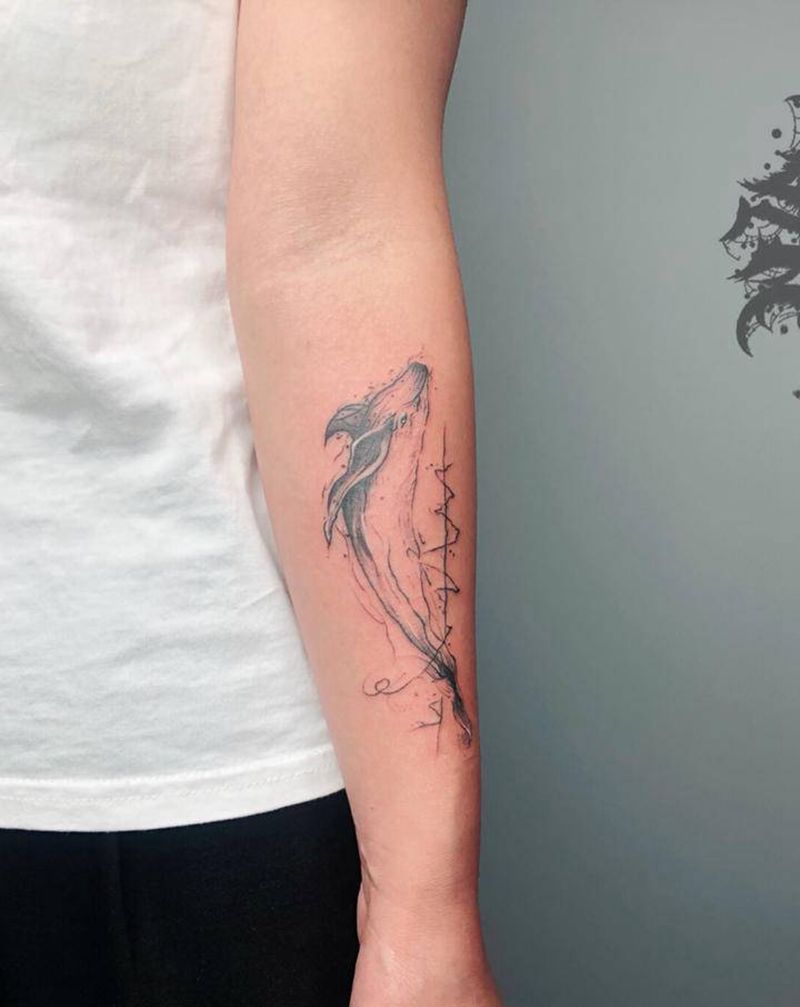 鲸鱼纹身图片_手臂纹身图案