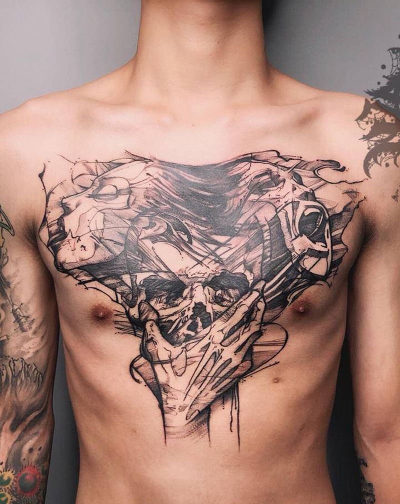 酷纹身图片_胸部纹身图案