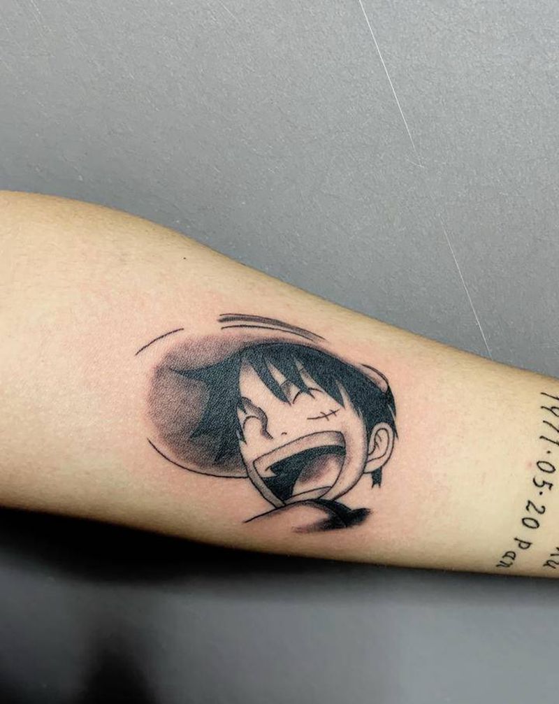 路飞 我是要成为海贼王的男人纹身图片_手部New School几何纹身图案