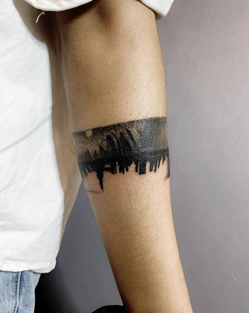 一山一城纹身图片_手部New School点刺纹身图案