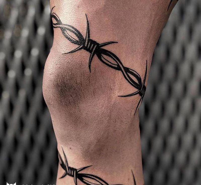 罪纹身图片_腿部Old School图腾纹身图案