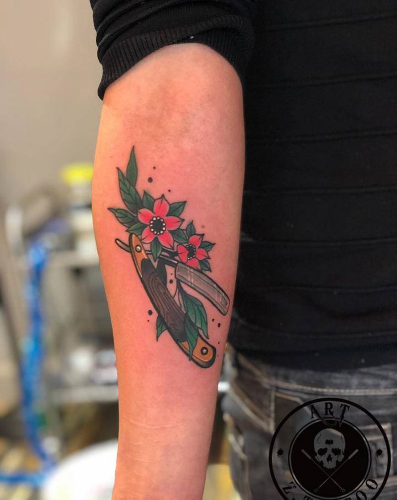 剃刀纹身图片_手臂schoolMr.Z纹身图案