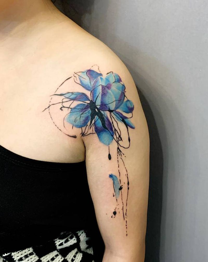 花纹身图片_肩部手部New School几何纹身图案