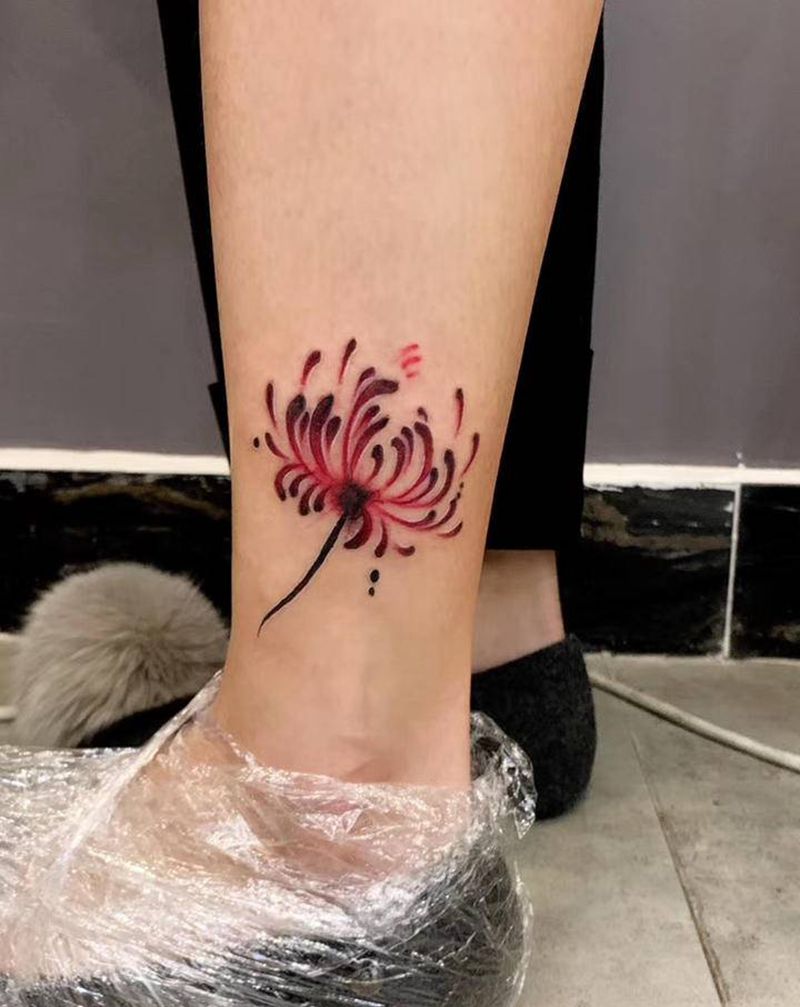 彼岸花纹身图片_脚部腿部纹身图案