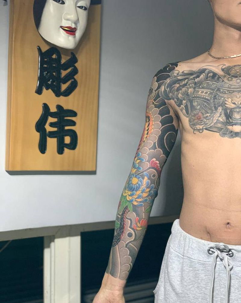 近期部分作品纹身图片_手臂老传统纹身图案