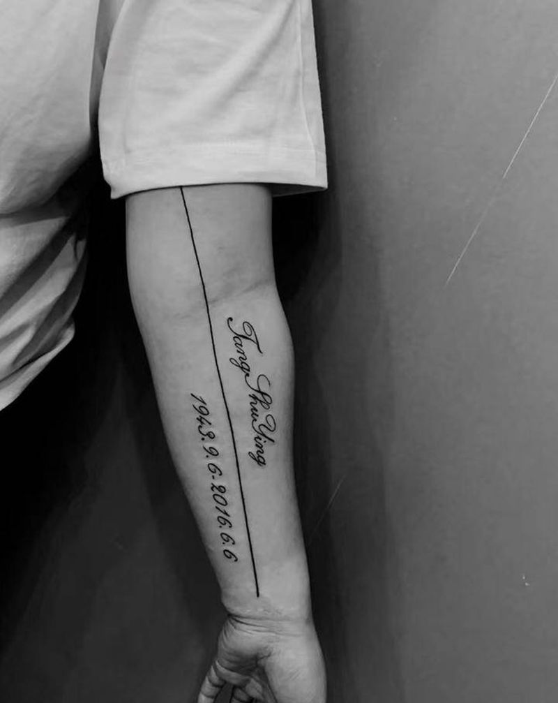 直线，英文，数字。纹身图片_手臂手部花体字几何纹身图案