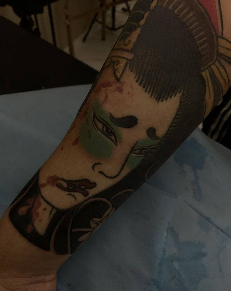 老传统生首纹身图片_老传统纹身图案