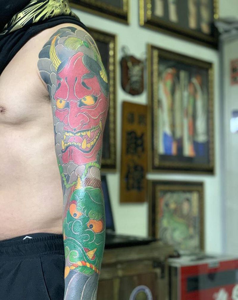 日式老传统纹身图片_手臂背部老传统纹身图案