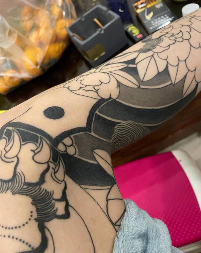 日式老传统纹身图片_手臂腿部老传统纹身图案