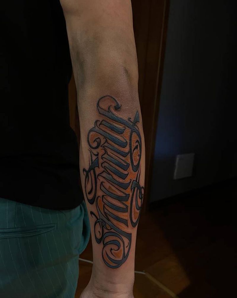 彩色奇卡诺纹身图片_花体字纹身图案