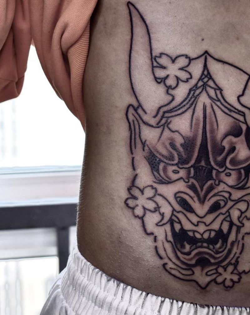 般若纹身图片_腰部新传统般若纹身图案