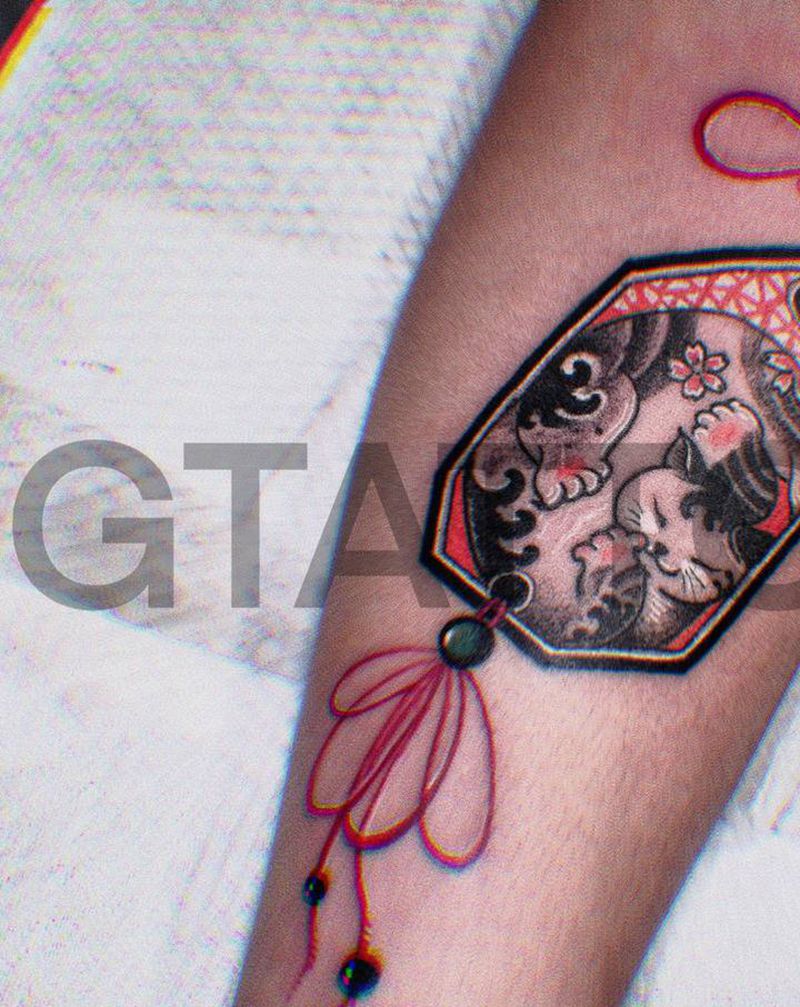 福牌 猫牌纹身图片_手臂老传统新传统福牌纹身图案