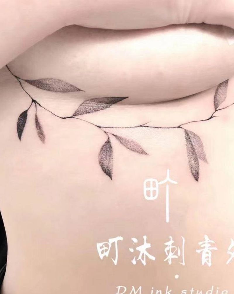 胸部轮廓纹身图片_胸部小清新纹身图案