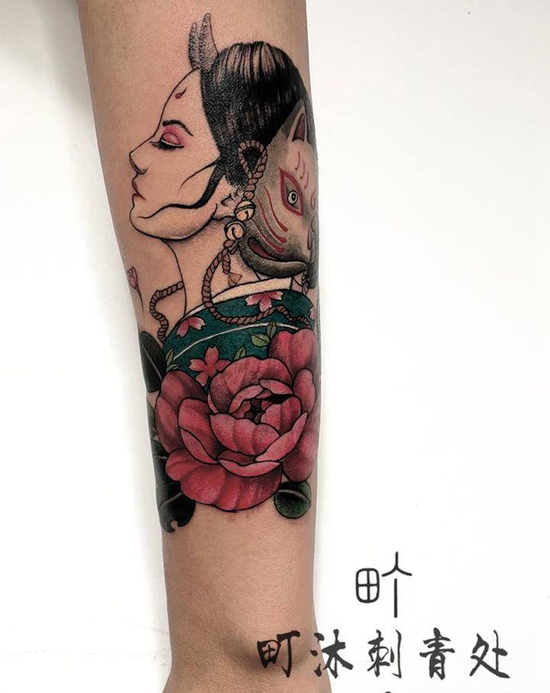传统艺妓纹身图片_手臂老传统纹身图案