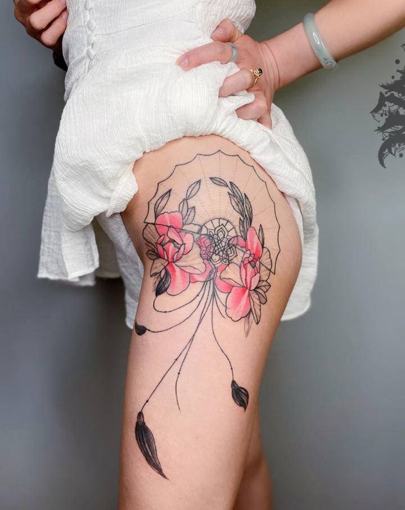 大腿纹身图片_腿部臀部纹身图案