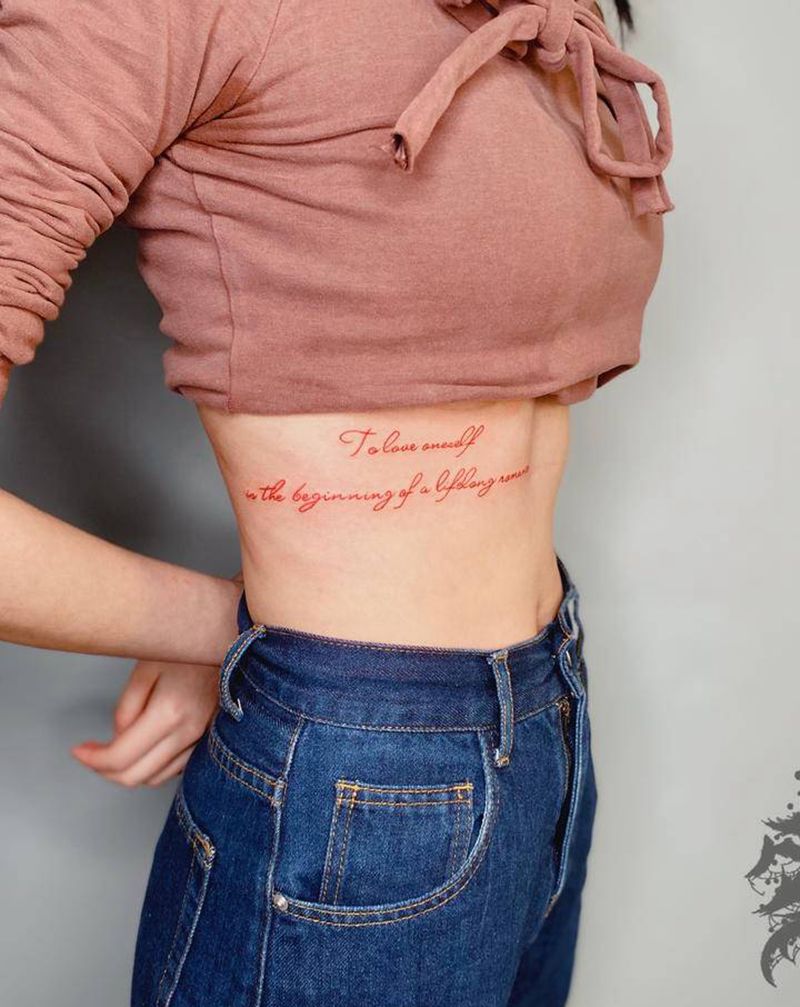 小清新纹身图片_腰部纹身图案