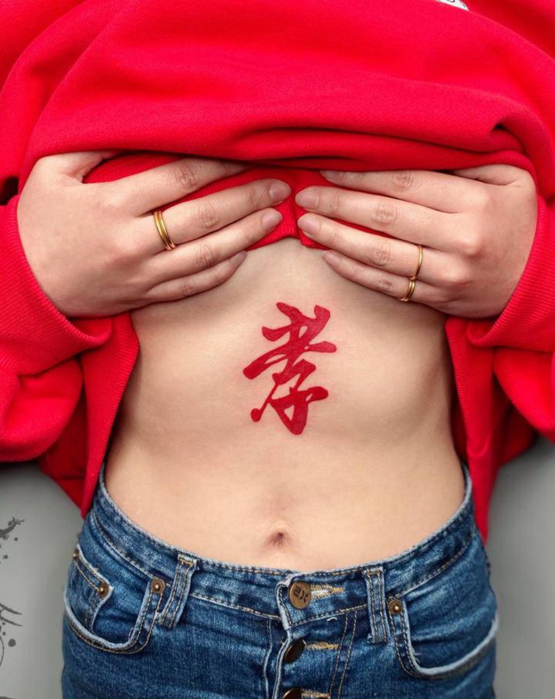 字体纹身图片_腹部纹身图案