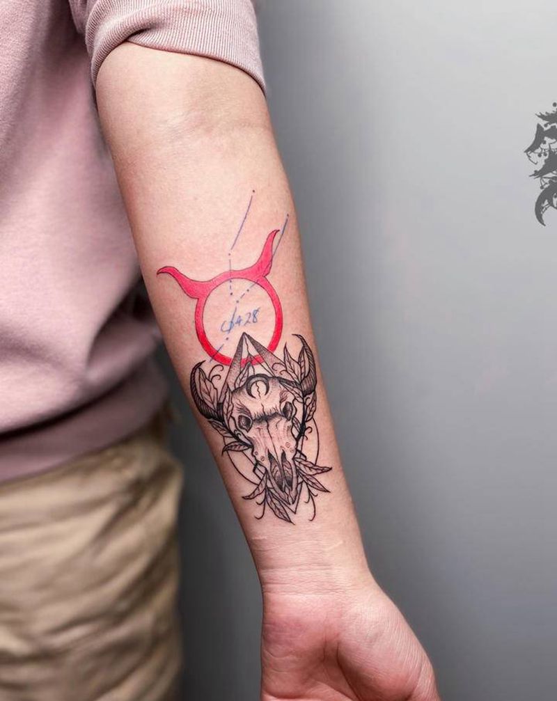 金牛座纹身图片_手部纹身图案