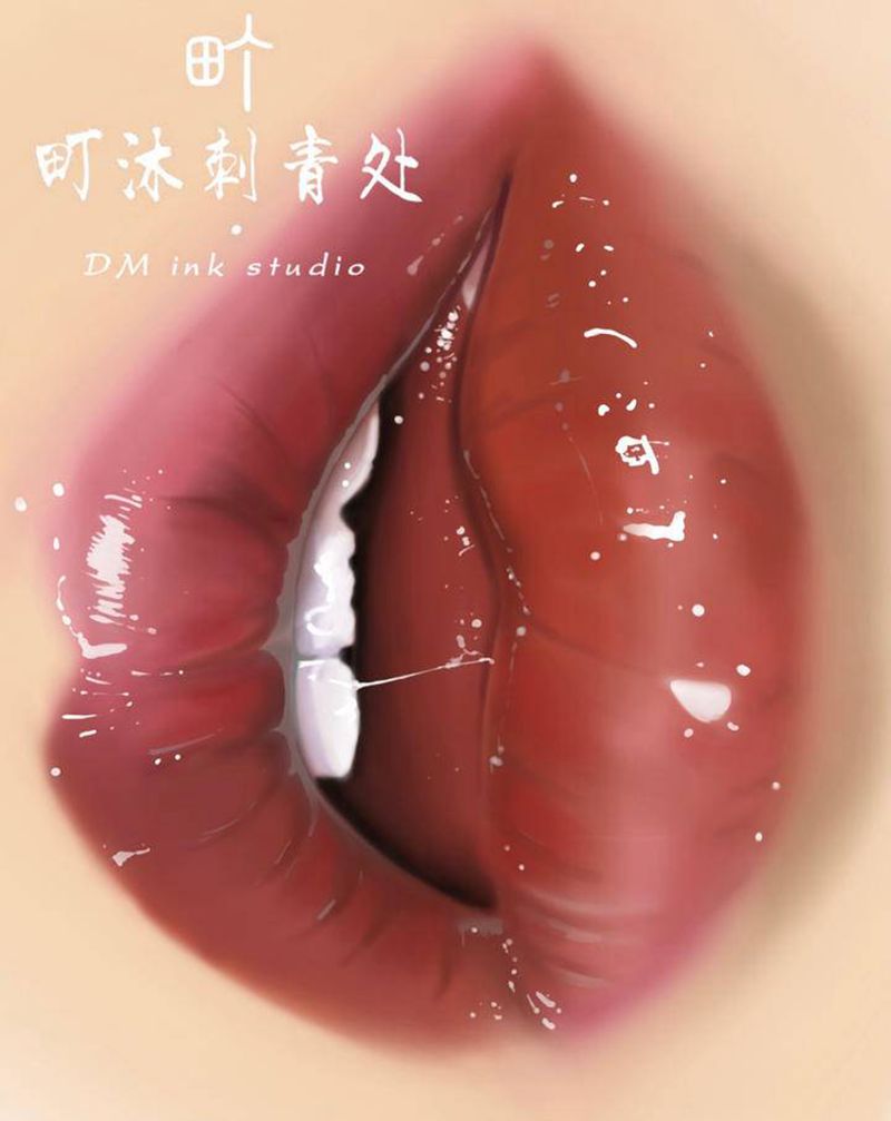 纹身手稿/嘴唇纹身图片_写实手稿纹身图案