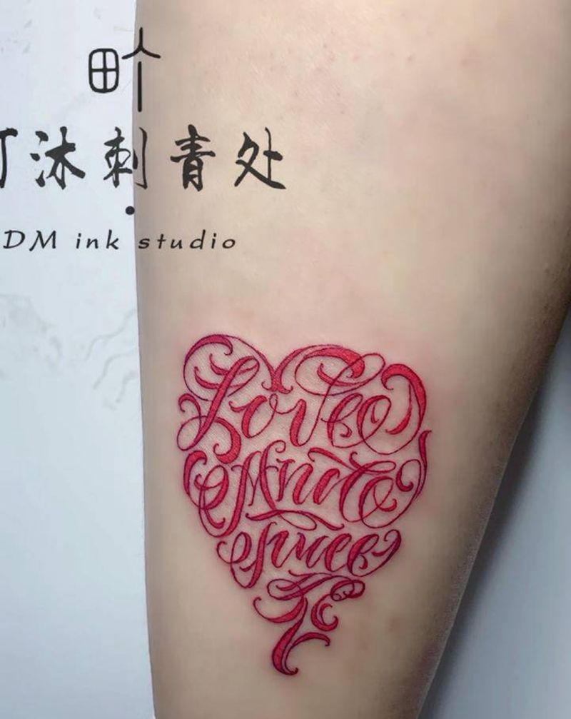 花体字/粉色纹身图片_脚部花体字纹身图案