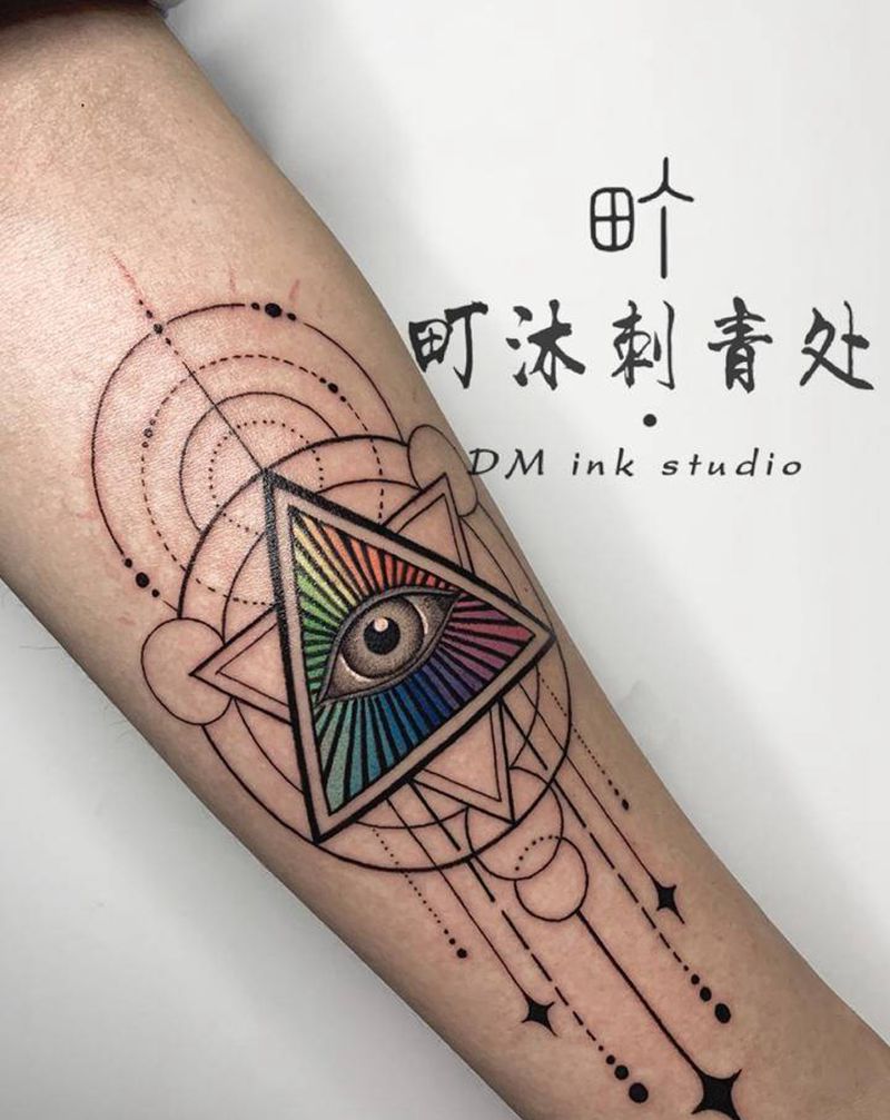 几何眼睛纹身图片_手臂几何纹身图案