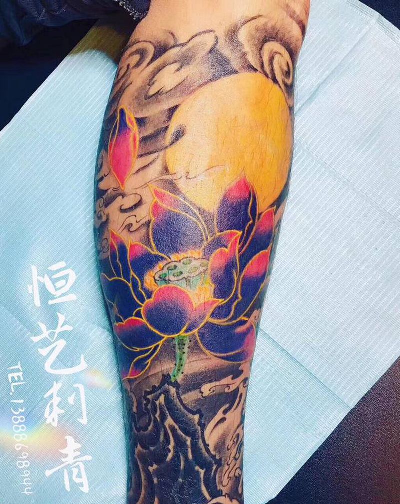 小腿纹身图片_新传统纹身图案