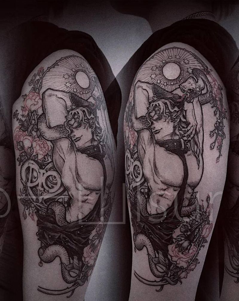 dio纹身图片_手臂肩部jojo迪奥纹身图案