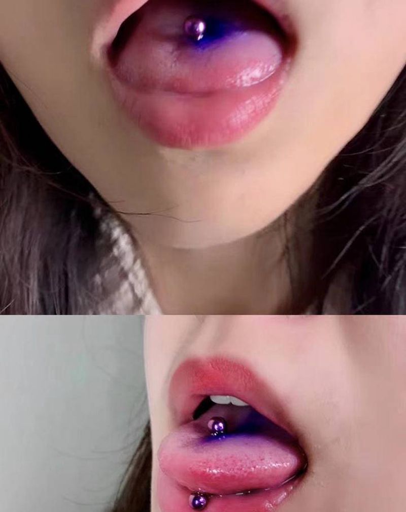 14G进口外科钢舌钉纹身图片_穿孔舌钉纹身图案