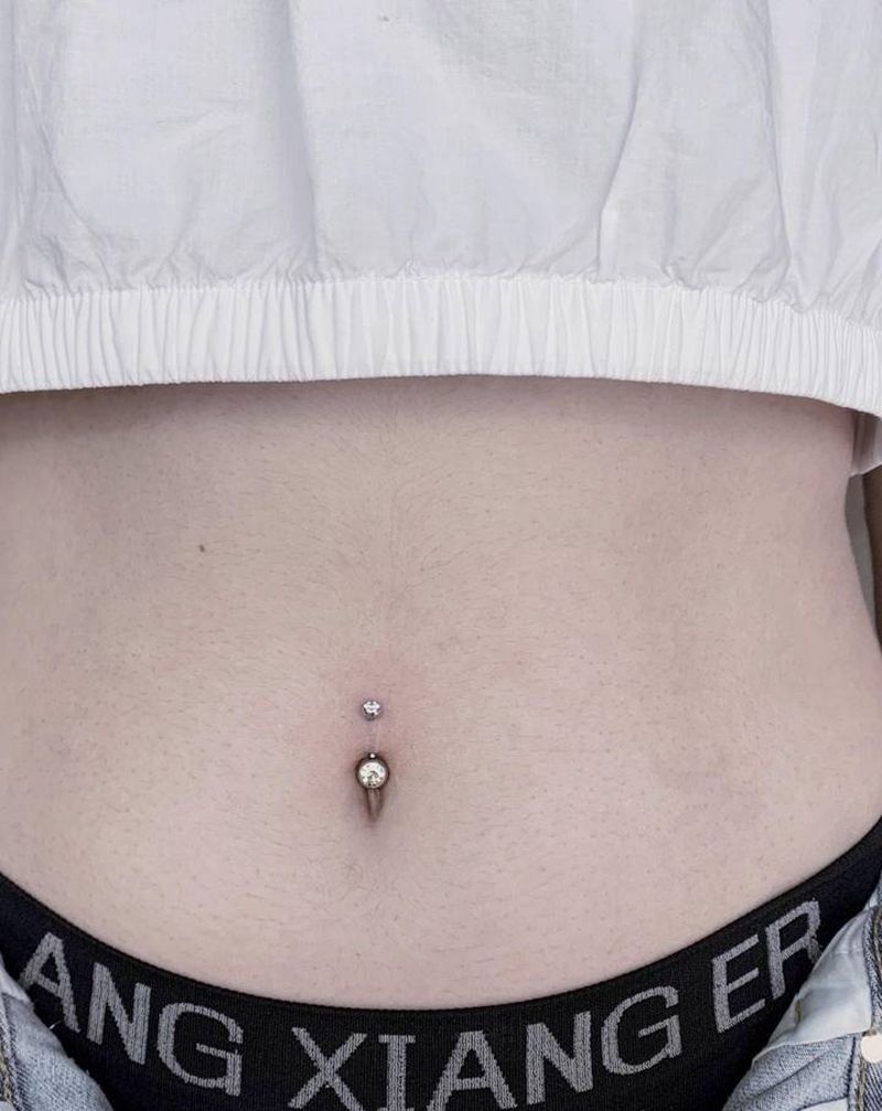 进口14G外科钢脐钉纹身图片_脐钉穿孔穿刺纹身图案