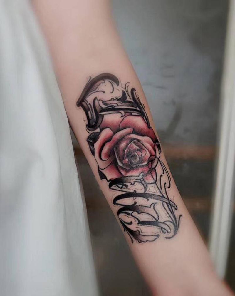 花体纹身图片_花体字纹身图案