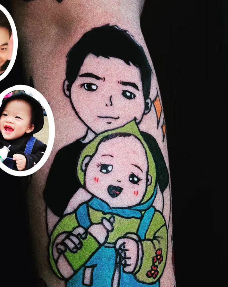 家人纹身照片纹身图片_手臂Old School纹身图案