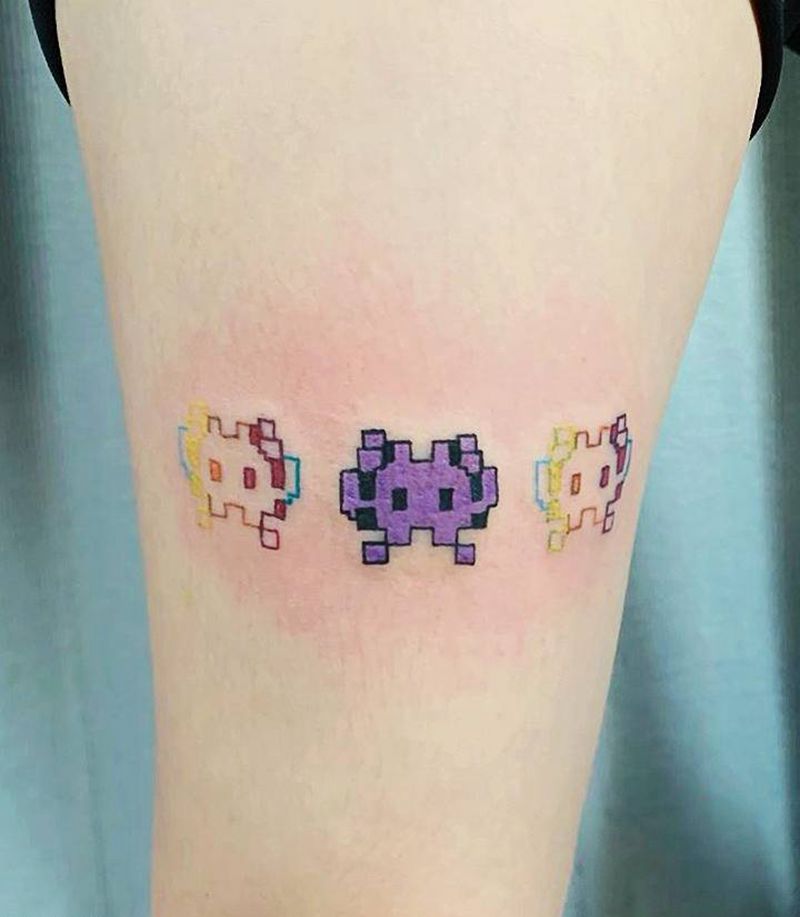 可爱小怪兽纹身图片_手臂几何纹身图案