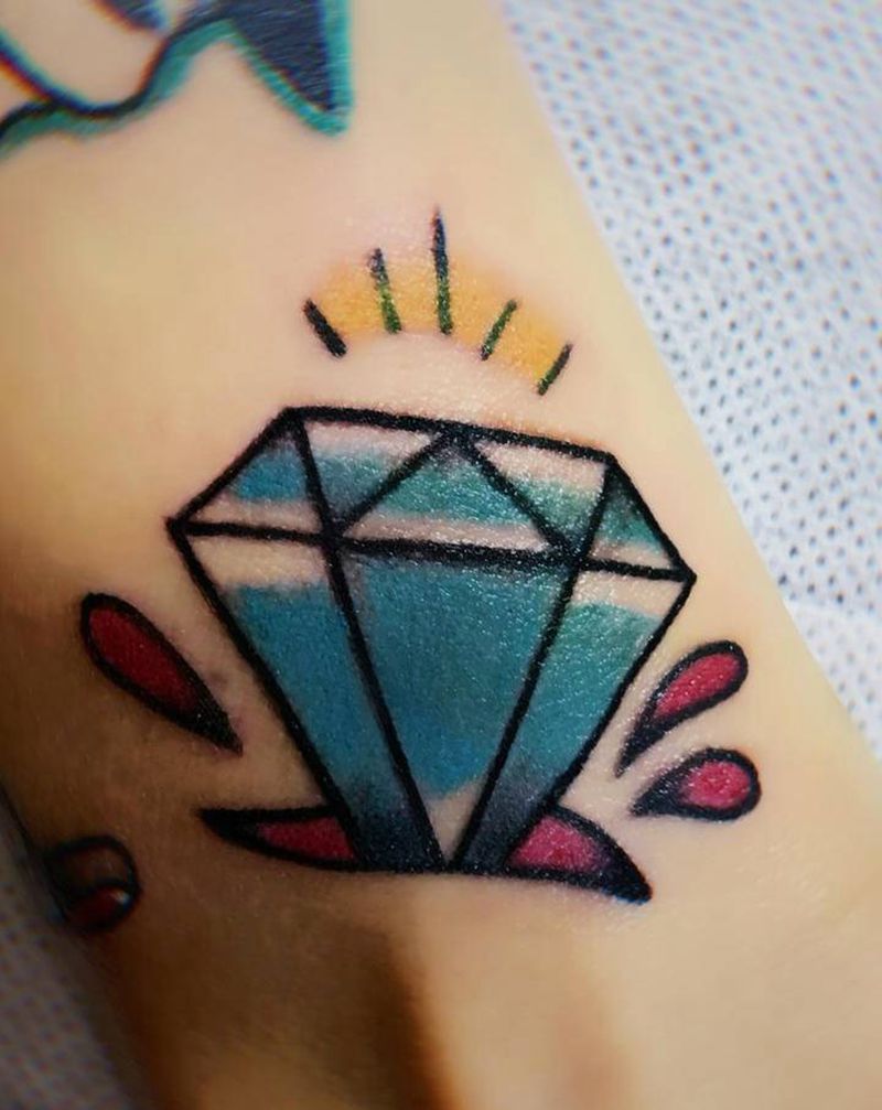 old school钻石纹身图片_手部Old School纹身图案