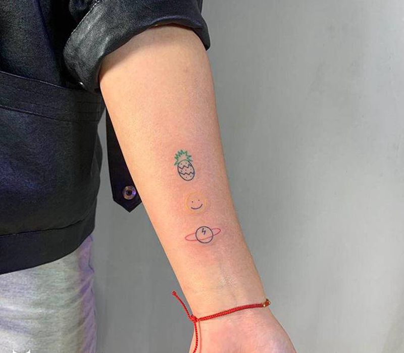 泫雅风小清新纹身纹身图片_手臂水彩纹身图案