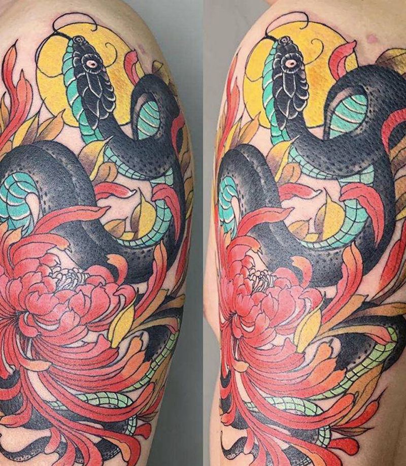 欧美新传统纹身图片_手臂New School水彩纹身图案