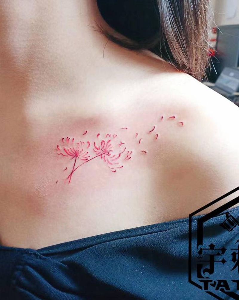 彼岸花纹身图片_胸部纹身图案