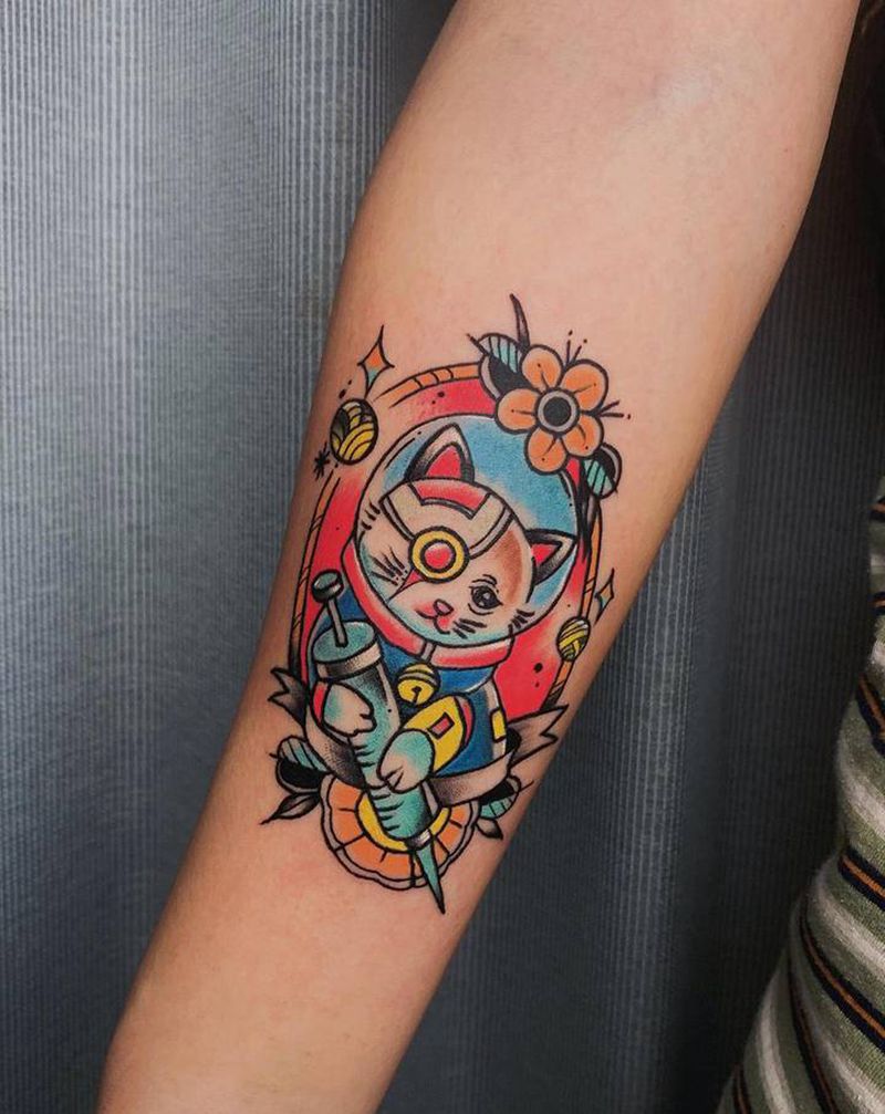 客人自带纹身图片_手臂Old School纹身图案