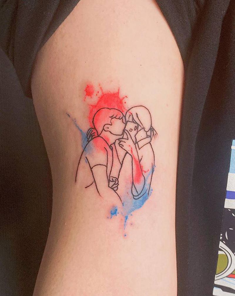 小清新泼墨纹身图片_手臂水彩纹身图案