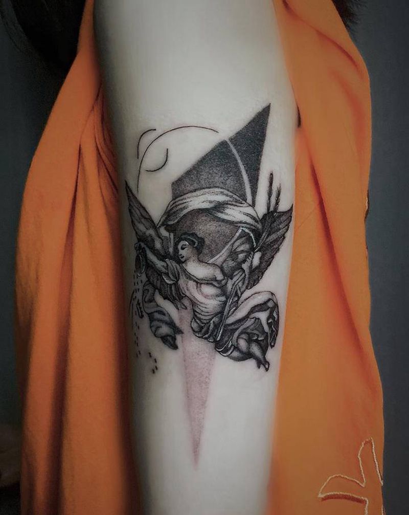 微写实天使纹身图片_手臂点刺纹身图案