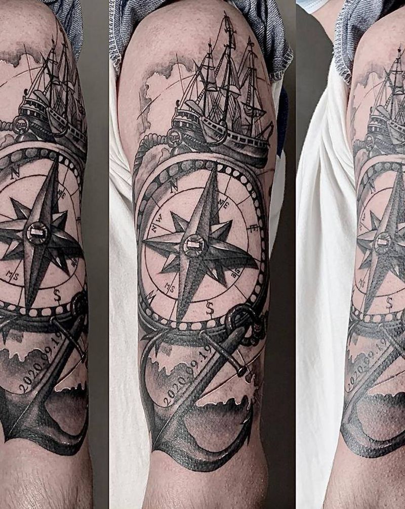 写实航海臂纹身图片_手臂欧美写实纹身图案