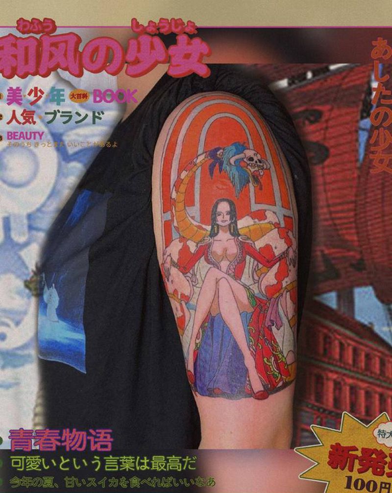 动漫海贼王女帝纹身图片_手臂水彩海贼王纹身图案