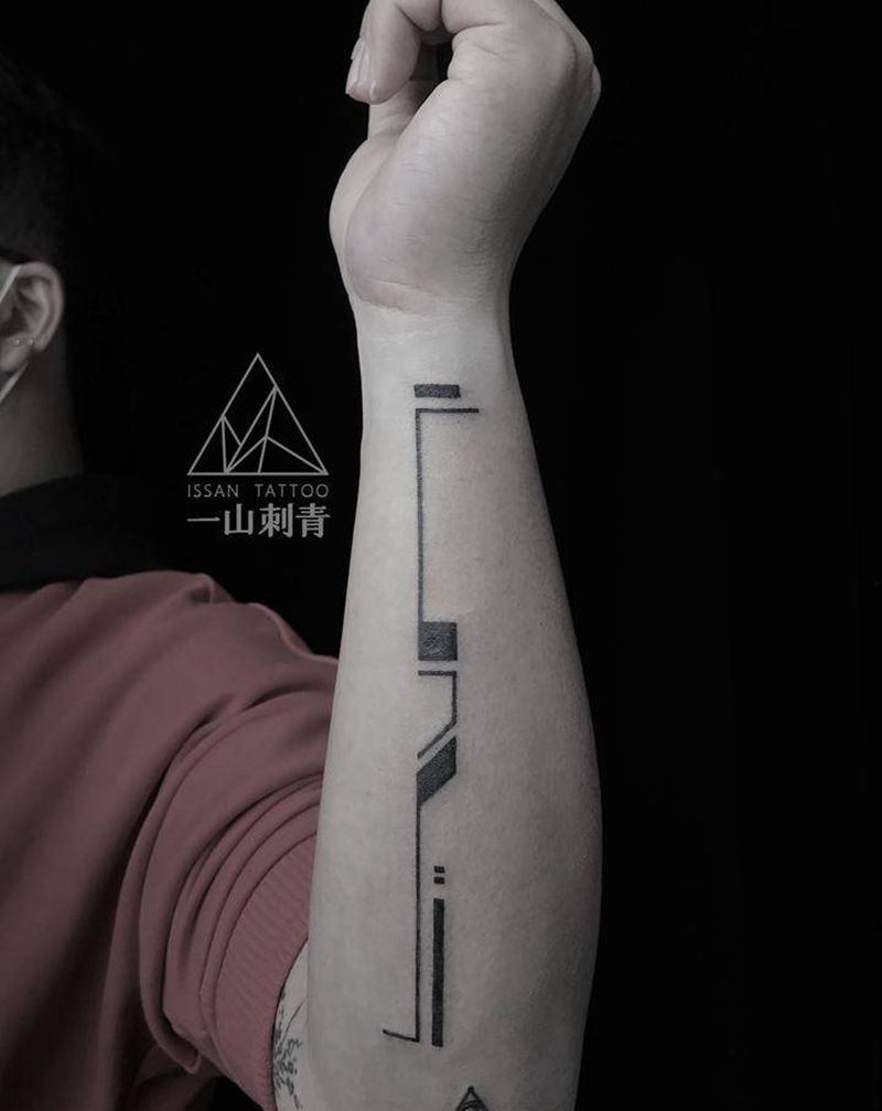 电子直线纹身图片_手部图腾直线电子图腾纹身图案