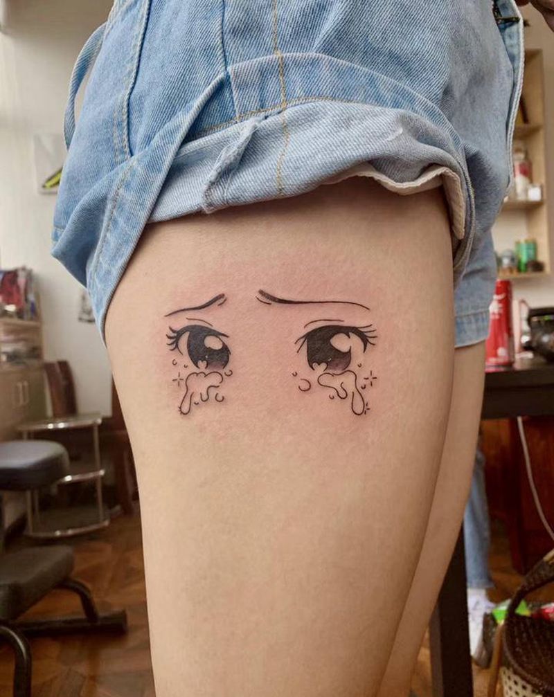 二刺猿纹身图片_腿部卡通纹身图案