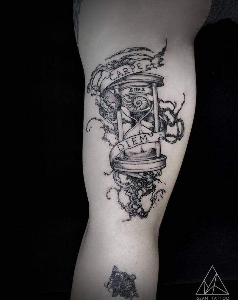 时间沙漏纹身图片_手臂手部沙漏线条纹身图案