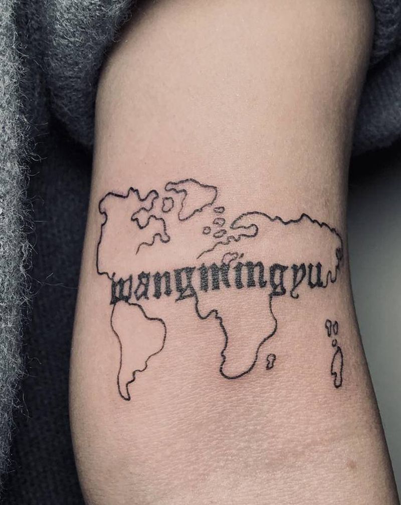 地图纹身图片_手臂Old School纹身图案