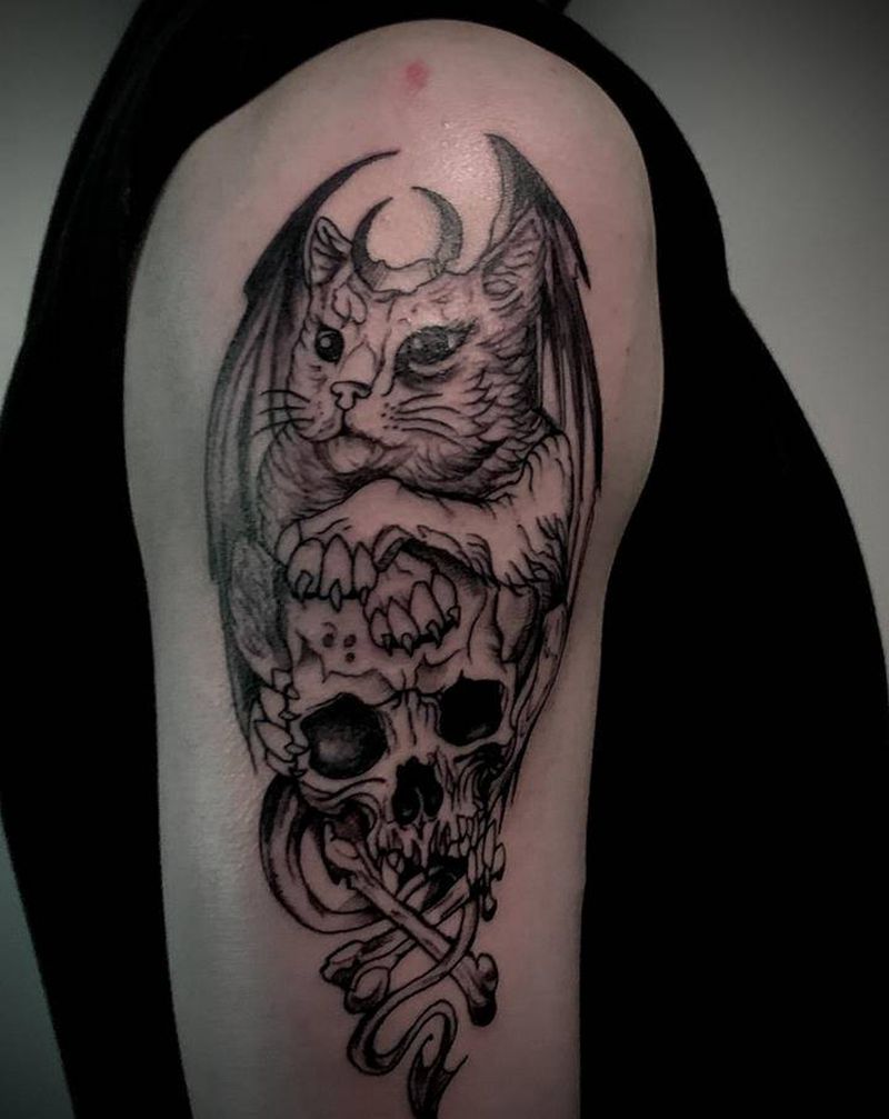 暗黑纹身图片_手臂点刺纹身图案