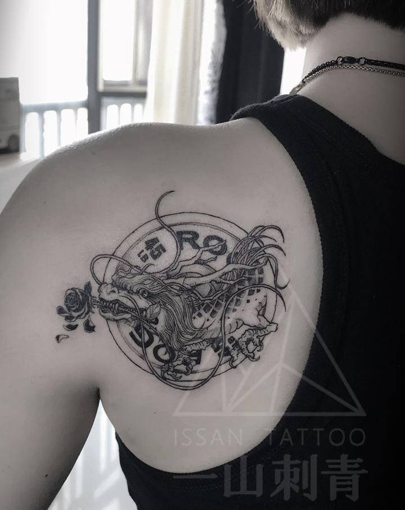 健身之龙纹身图片_背部龙健身纹身图案