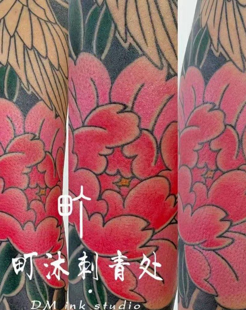 牡丹纹身图片_老传统纹身图案